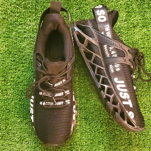 Womens Just So So Sneakers Black and White Lettering Size Eur 38 US 7.5